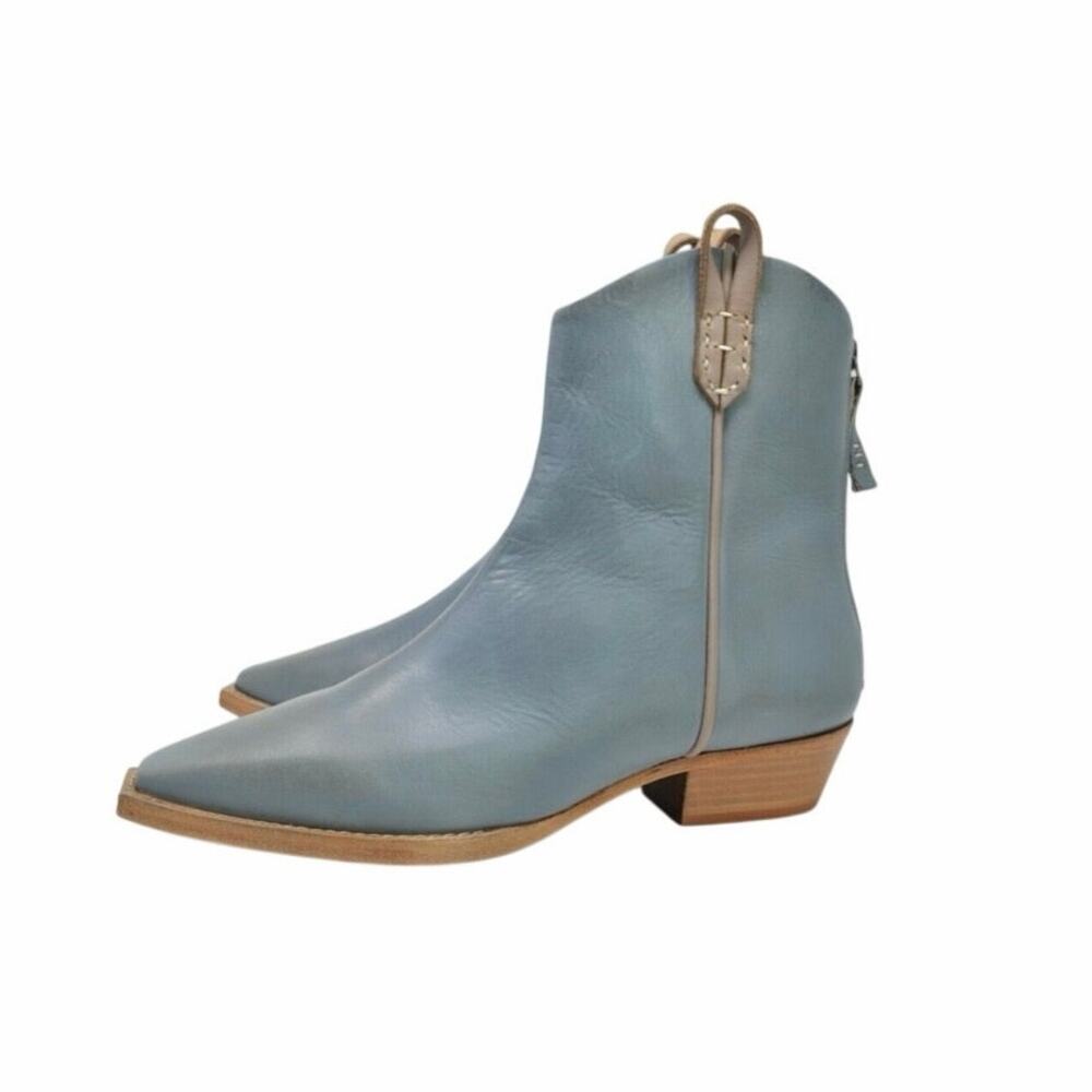 We The Free People 41 Wesley Pointed Toe Ankle Leather Boots Blue Gray